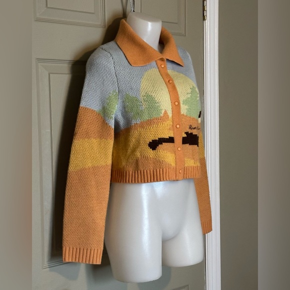 HOUSE OF SUNNY Daybreak cropped cardigan landscape knit design - Size US 8 - Picture 3 of 8